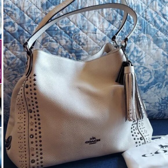 COACH Edie Leather Shoulder Bag Satchel/Shoulder Bag - Picture 3 of 13